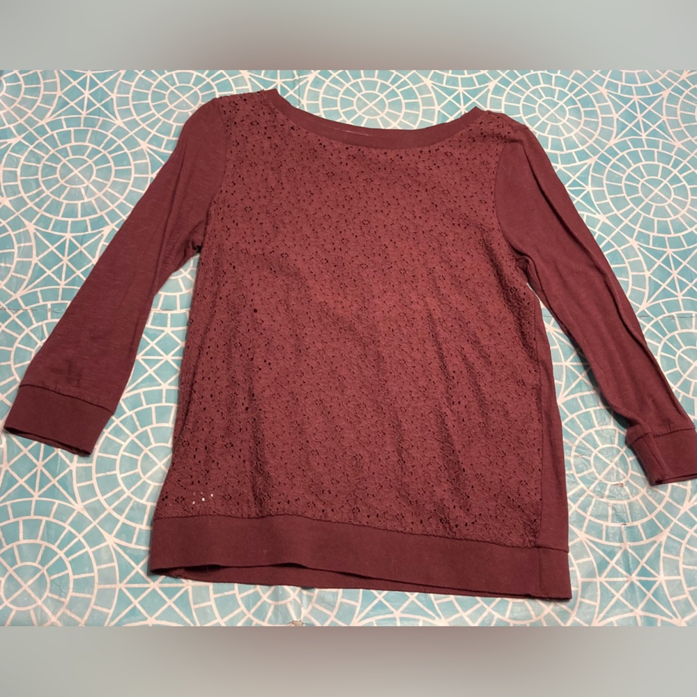 Ann Taylor Loft wine colored long sleeve shirt.
